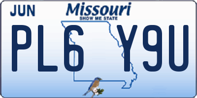 MO license plate PL6Y9U