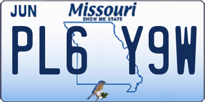 MO license plate PL6Y9W