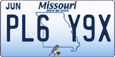 MO license plate PL6Y9X