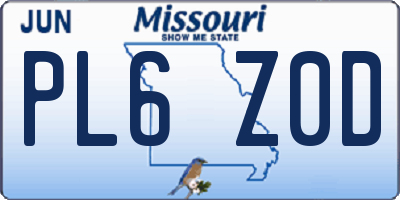 MO license plate PL6Z0D