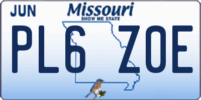 MO license plate PL6Z0E