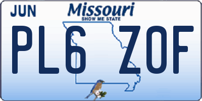 MO license plate PL6Z0F