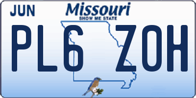 MO license plate PL6Z0H