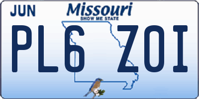 MO license plate PL6Z0I