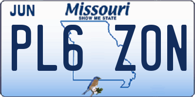 MO license plate PL6Z0N