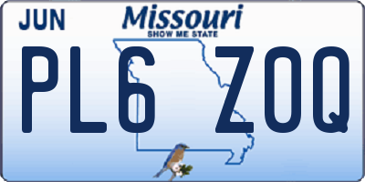 MO license plate PL6Z0Q