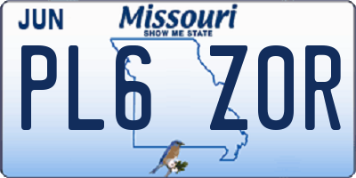 MO license plate PL6Z0R