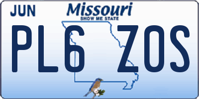 MO license plate PL6Z0S