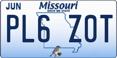 MO license plate PL6Z0T