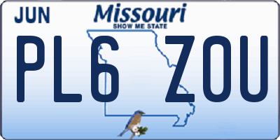 MO license plate PL6Z0U