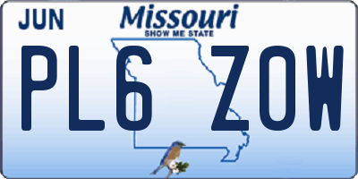 MO license plate PL6Z0W