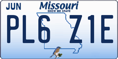 MO license plate PL6Z1E