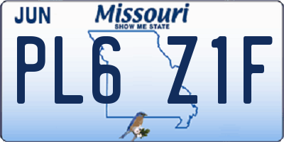 MO license plate PL6Z1F
