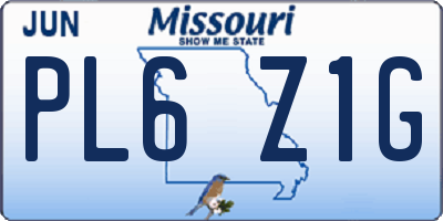 MO license plate PL6Z1G