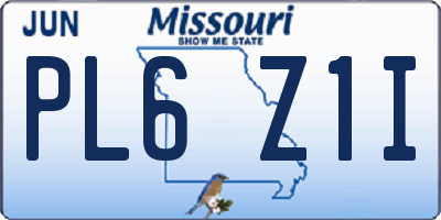 MO license plate PL6Z1I