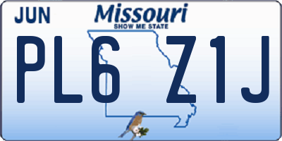 MO license plate PL6Z1J