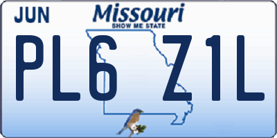 MO license plate PL6Z1L