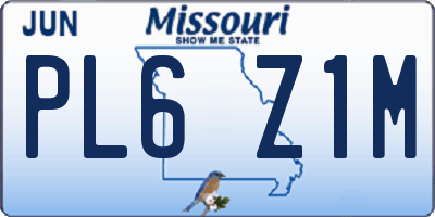 MO license plate PL6Z1M
