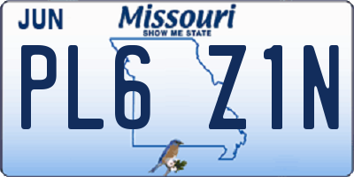 MO license plate PL6Z1N