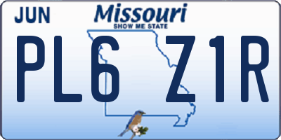 MO license plate PL6Z1R