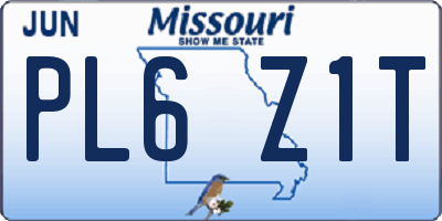 MO license plate PL6Z1T