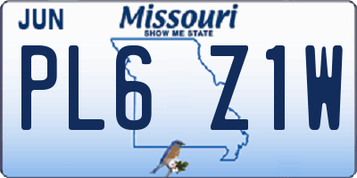 MO license plate PL6Z1W