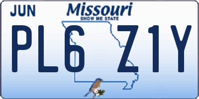MO license plate PL6Z1Y
