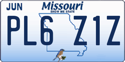 MO license plate PL6Z1Z