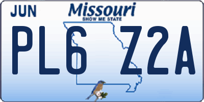 MO license plate PL6Z2A