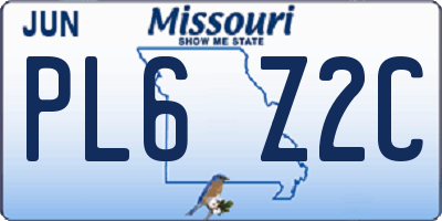 MO license plate PL6Z2C