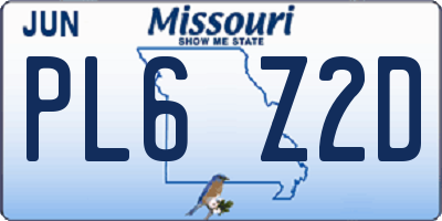 MO license plate PL6Z2D