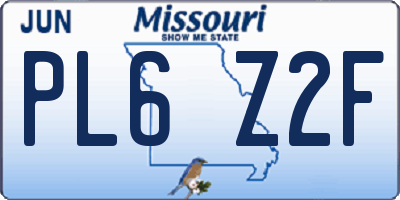 MO license plate PL6Z2F