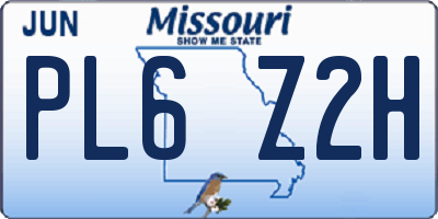 MO license plate PL6Z2H