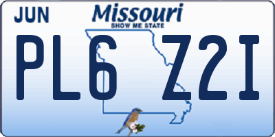 MO license plate PL6Z2I