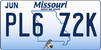MO license plate PL6Z2K