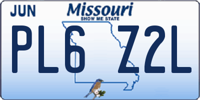 MO license plate PL6Z2L