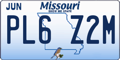MO license plate PL6Z2M