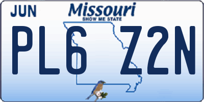 MO license plate PL6Z2N
