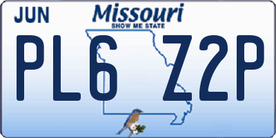MO license plate PL6Z2P