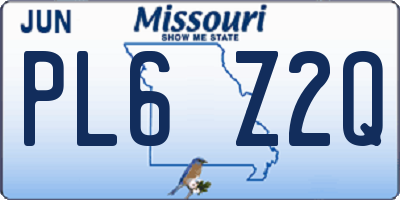 MO license plate PL6Z2Q