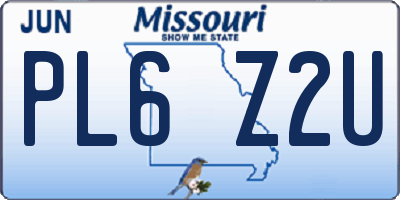 MO license plate PL6Z2U