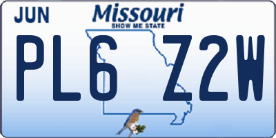 MO license plate PL6Z2W