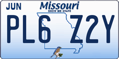 MO license plate PL6Z2Y