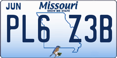 MO license plate PL6Z3B