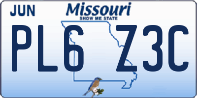 MO license plate PL6Z3C