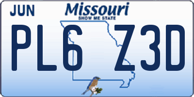 MO license plate PL6Z3D