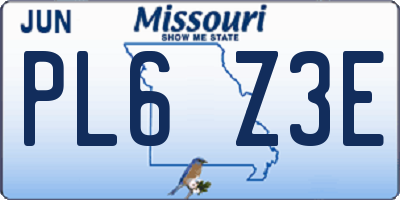 MO license plate PL6Z3E