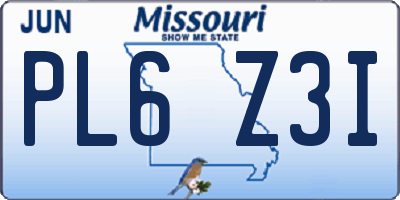MO license plate PL6Z3I