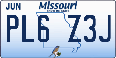 MO license plate PL6Z3J