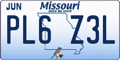 MO license plate PL6Z3L